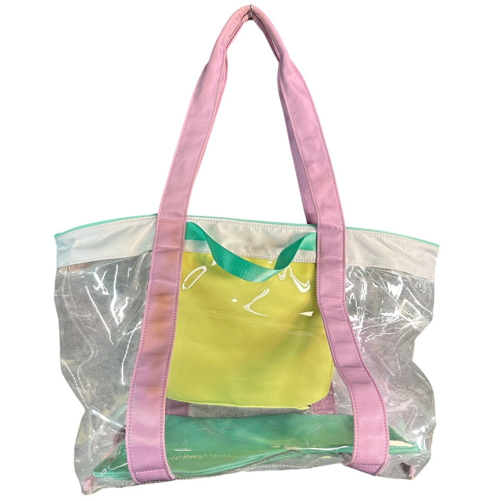 Stoney Clover Lane Target Clear Tote Bag Pastel Colorblock Purple Yellow Teal
